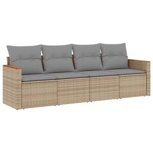 vidaXL sofas&aelig;t til haven 4 dele med hynder polyrattan beige