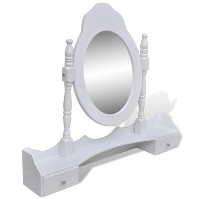 vidaXL sminkebord med spejl og taburet 7 skuffer hvid