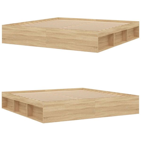 vidaXL sengeramme 200x200 cm sonoma-eg