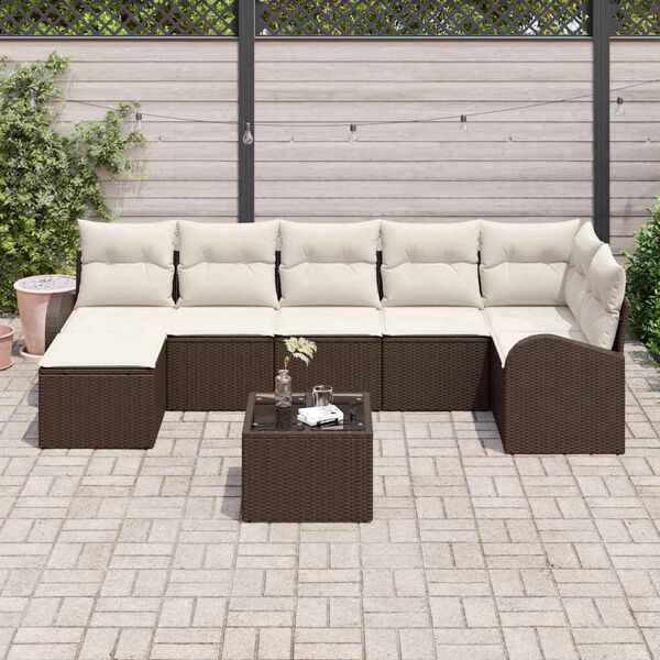vidaXL Havesofa Sæt 8 pcs Brun Poly rattan