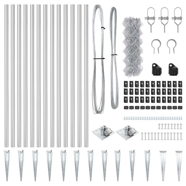 vidaXL Hegnsp&aelig;l S&oslash;lv 25 x 0,6 m (40 x 40 mm net) St&aring;l