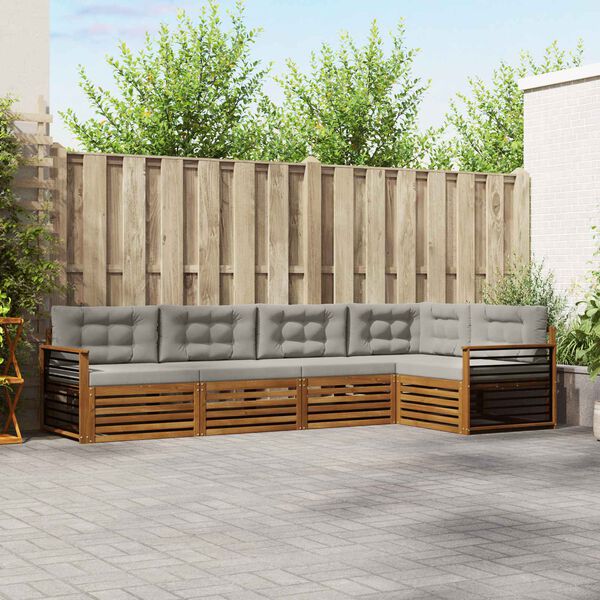 vidaXL Udend&oslash;rs sofagruppe 5 pcs Naturlig og Lys Gr&aring; Massivt Akacietr&aelig;