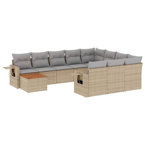 vidaXL havesofas&aelig;t 11 dele med hynder polyrattan beige