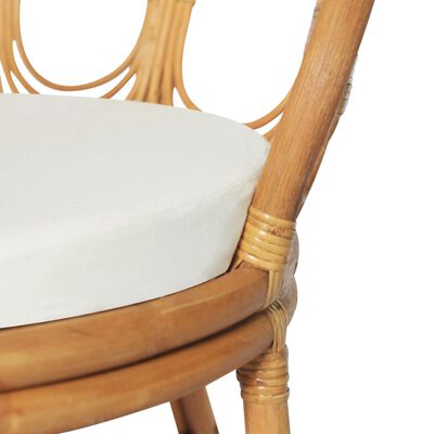 vidaXL spisebordsstol med hynde naturlig rattan og linned lysebrun