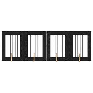 vidaXL Hundehegn med stativer 4 pcs Sort eg 60 x 80 cm Konstrueret tr&aelig;