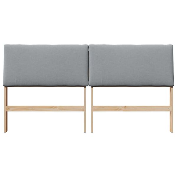 vidaXL Polstret sengegavl Lysegr&aring; 200 cm Massiv fyrretr&aelig;