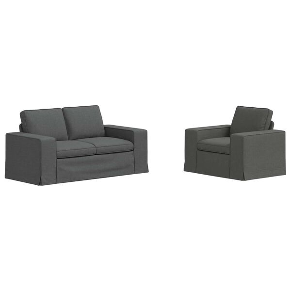 vidaXL Sofa 2 pcs M&oslash;rkegr&aring; 182 x 80 x 82 cm Stof