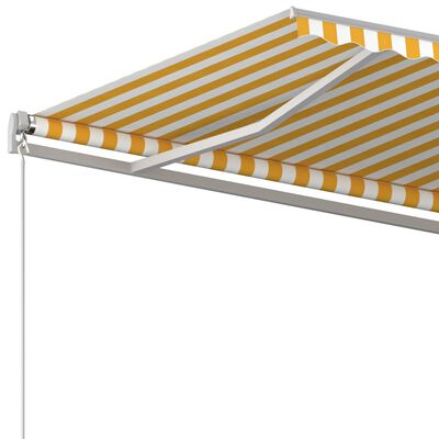 vidaXL markise med stolper 3,5x2,5 m automatisk betjening gul og hvid