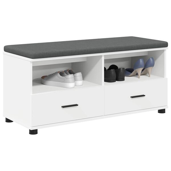 vidaXL Hallb&aelig;nk Hvid 100 x 38 x 46 cm Partikelplade og Polsterstof