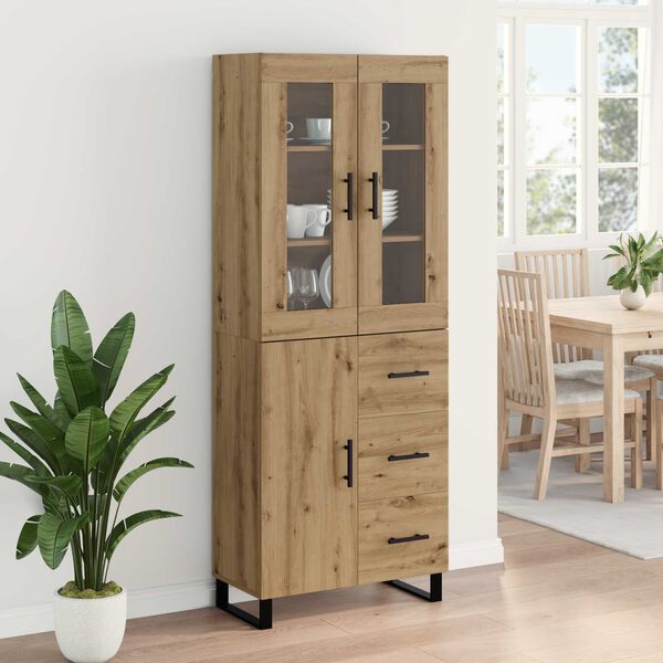 vidaXL Highboard med skuffe 2 pcs Artisan Egetr&aelig; Konstrueret tr&aelig;