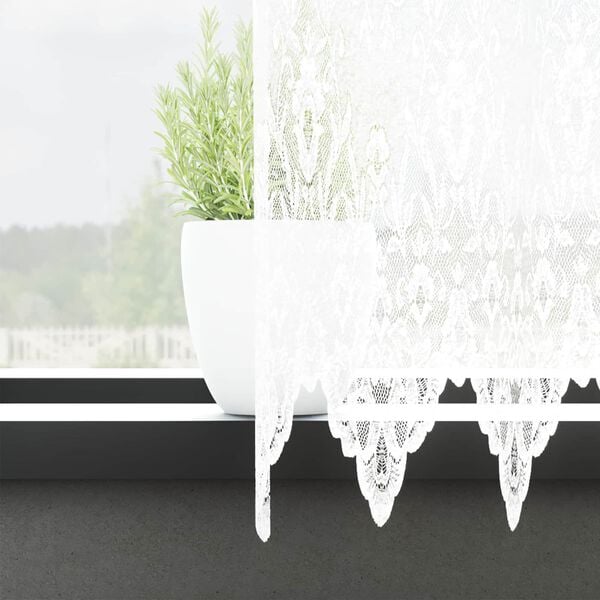 vidaXL Lace Gardin med gardiner Blomstret Hvid 200 x 400 cm Polyester