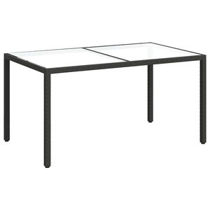 vidaXL havebord 150x90x75 cm h&aelig;rdet glas og polyrattan sort