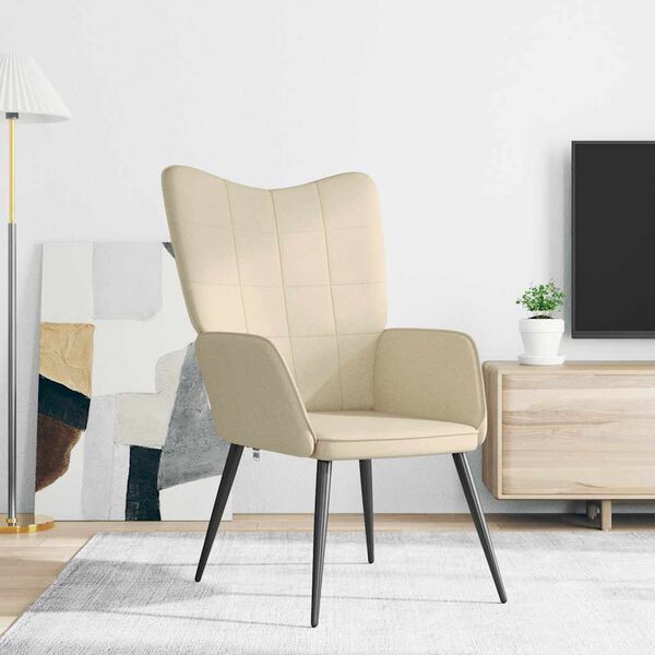 vidaXL l&aelig;nestol stof cremefarvet