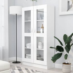 vidaXL vitrineskab 82,5x30,5x150 cm konstrueret tr&aelig; hvid