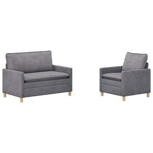 vidaXL Sofa S&aelig;t 2 stk. Lysegr&aring; Polyester