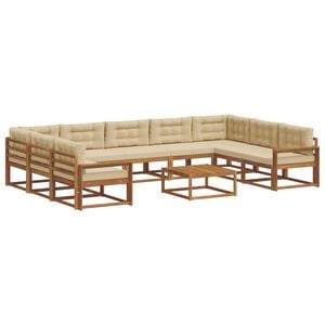vidaXL Udend&oslash;rs sofagruppe med pude 10 pcs Naturlig og Beige