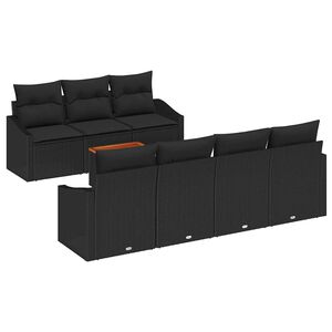 vidaXL Havesofa S&aelig;t med pude 8 pcs Sort polyrattan