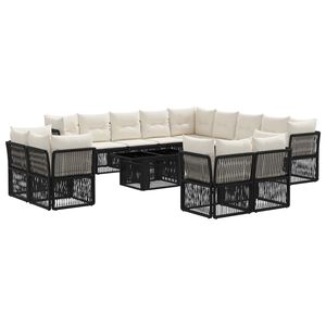 vidaXL Havesofa S&aelig;t 14 stk. Sort polyrattan