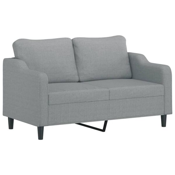 vidaXL 2-personers sofa med pyntepuder 140 cm stof lysegr&aring;