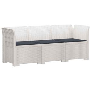 vidaXL 3-personers havensofa med puder i rattanlook PP Hvid