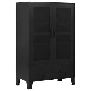 vidaXL kontorskab med tr&aring;dnetsl&aring;ger industriel 75 x 40 x 120 cm st&aring;l sort
