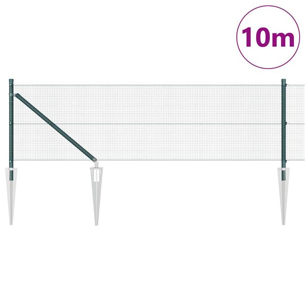 vidaXL Hegnsp&aelig;l Gr&oslash;n 10 x 0,8 m (12 x 12 mm net) St&aring;l og PVC