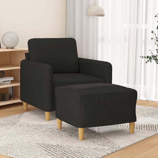 vidaXL sofastol med fodskammel 60 cm stof Sort