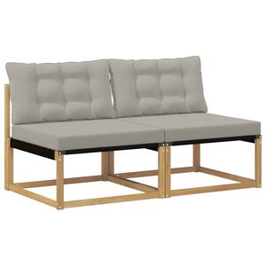 vidaXL Udend&oslash;rs Mellem Sofa Massiv akacietr&aelig; og Textilene Hvid