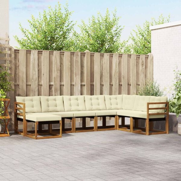 vidaXL Udend&oslash;rs sofagruppe med pude 8 pcs Naturlig og Fl&oslash;de