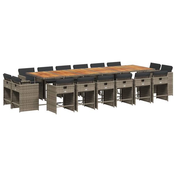 vidaXL spisebordss&aelig;t til haven 17 dele med hynder polyrattan gr&aring;