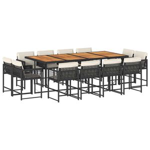vidaXL spisebordss&aelig;t til haven 13 dele med hynder polyrattan sort