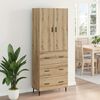 vidaXL Highboard med skuffe 2 pcs Artisan Egetr&aelig; Ingeni&oslash;rtr&aelig; og glas