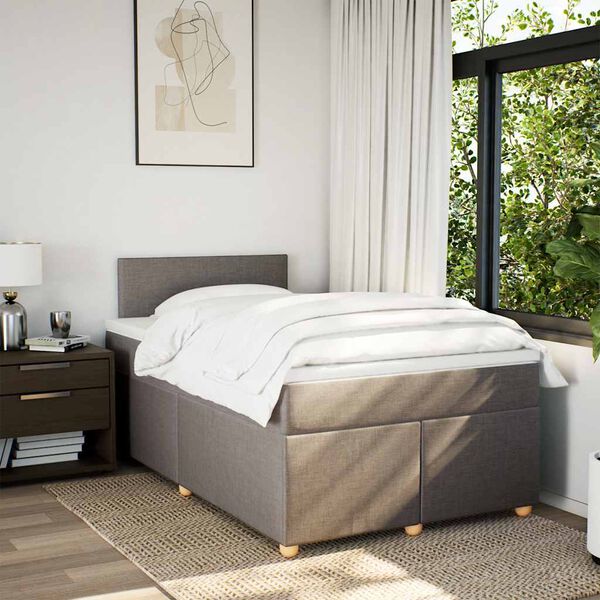 vidaXL kontinentalseng med madras 120x190 cm stof gråbrun