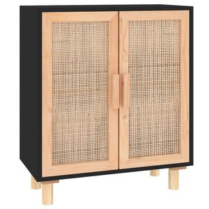 vidaXL sk&aelig;nk 60x30x70 cm massivt fyrretr&aelig; og naturlig rattan sort