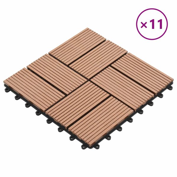 vidaXL Terrasse Flise 11 pcs Brun 30 x 30 cm WPC