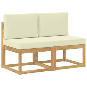 vidaXL 2 stk. Udend&oslash;rs Mellem Sofa Massivt Akacietr&aelig; Hvid