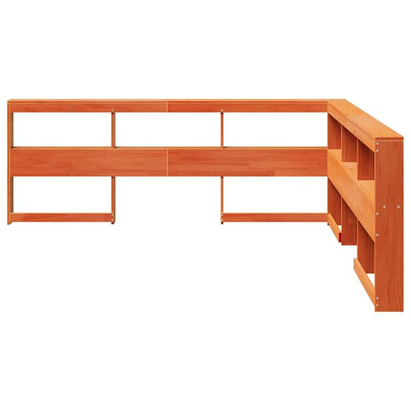 vidaXL bogreol hovedgærde L-formet 200 cm massivt fyrretræ gyldenbrun