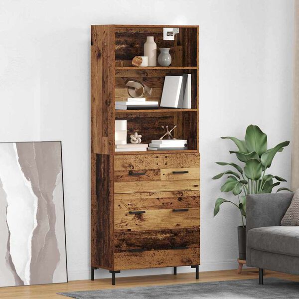 vidaXL Highboard Gammelt tr&aelig; 69,5 x 34 x 180 cm Konstrueret tr&aelig;