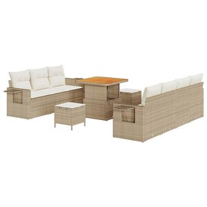 vidaXL Havesofa S&aelig;t 10 stk. Beige polyrattan