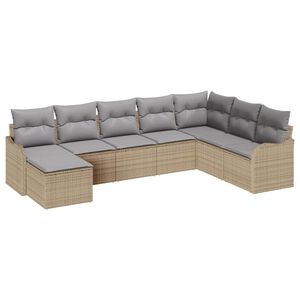 vidaXL Havesofa S&aelig;t med pude 8 pcs beige og lysegr&aring; Poly rattan