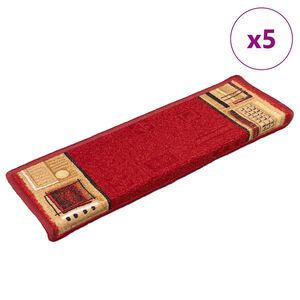 vidaXL selvkl&aelig;bende trappem&aring;tter 5 stk. 65x21x4 cm r&oslash;d