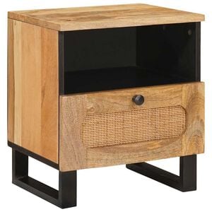 vidaXL Natskab med skuffe Naturfarvet 40 x 33 x 46 cm Massivt mangotr&aelig;