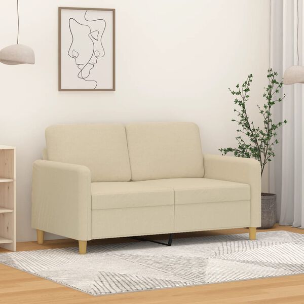vidaXL 2-personers sofa 120 cm stof cremefarvet