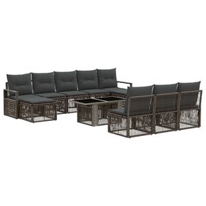 vidaXL Havesofa S&aelig;t 11 stk. Gr&aring; og M&oslash;rkegr&aring; polyrattan