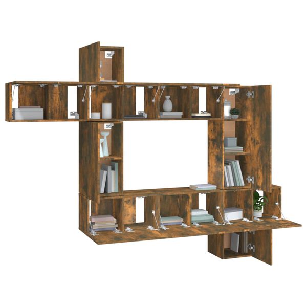 vidaXL tv-skabe 10 stk. konstrueret tr&aelig; r&oslash;get egetr&aelig;sfarve