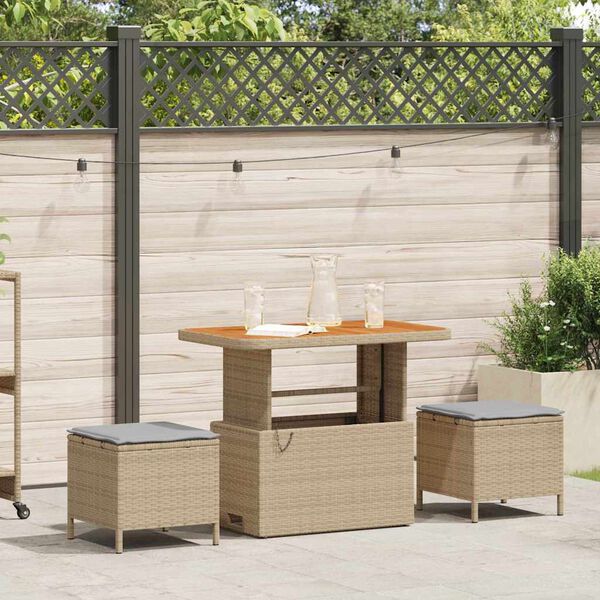 vidaXL Have Spisebordss&aelig;t Beige polyrattan