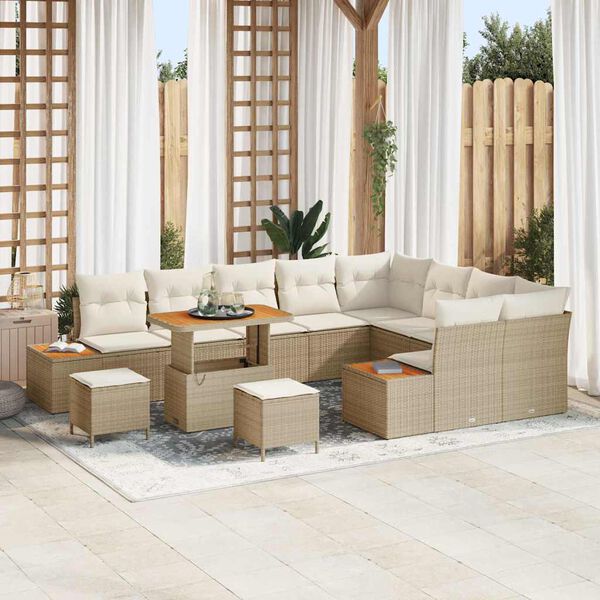 vidaXL Havesofa S&aelig;t 12 pcs Beige polyrattan