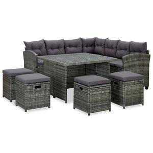 vidaXL lounges&aelig;t til haven 6 dele med hynder polyrattan gr&aring;
