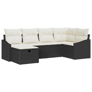vidaXL Sofa S&aelig;t med pude med opbevaring 6 pcs Sort og Cream polyrattan