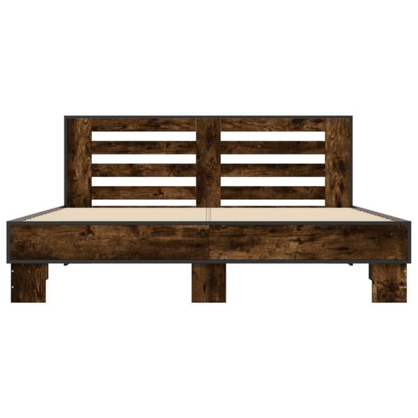vidaXL sengestel 150x200cm konstrueret tr&aelig; og metal r&oslash;get egetr&aelig;sfarve